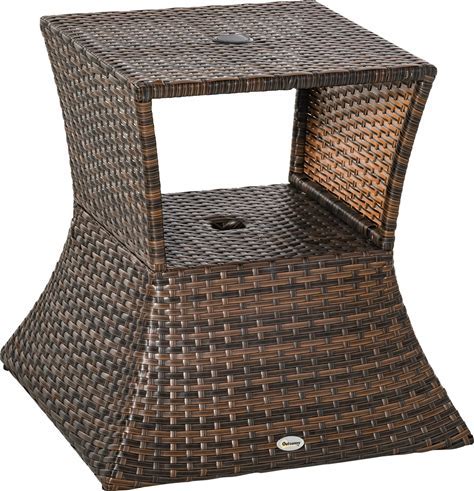 Iwicker Patio PE Wicker Umbrella Side Table