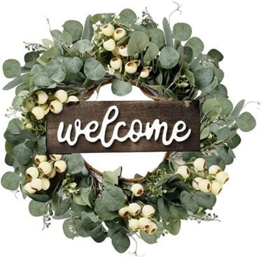 Faux Eucalyptus and White Berry Wreath